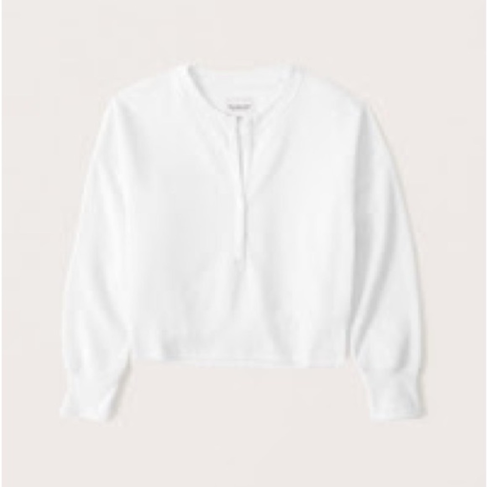 Abercrombie & Fitch White 90s Sharkbite Henley Sweatshirt size S